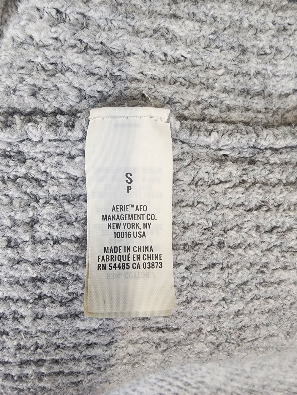 Aerie Light Gray Hooded Knit Sweater V Neck Oversized Womens Small - Picture 3 of 9